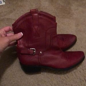Red Leather Cowboy boots (Ankle)